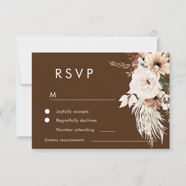 Bohemische Terracotta Herbst & Summer Wedding RSVP Karte (Vorderseite)