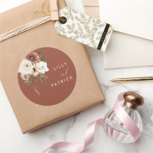 Bohemische Terracotta-Hochzeit Runder Aufkleber