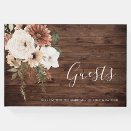 Bohemische Terracotta Hochzeit Rustikales Holz Gästebuch