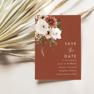 Bohemische Terracotta-Hochzeit Save The Date