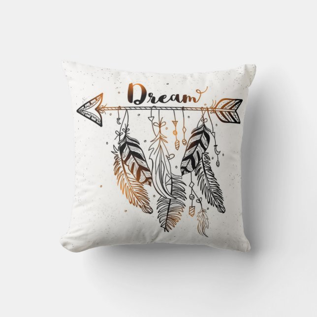 Bohemische Traumfeathers Kissen (Vorderseite)