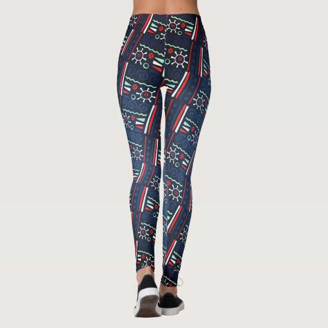 Bohemische Tribal-Zeichnungen Coole Farbmuster Leggings (Rückseite)