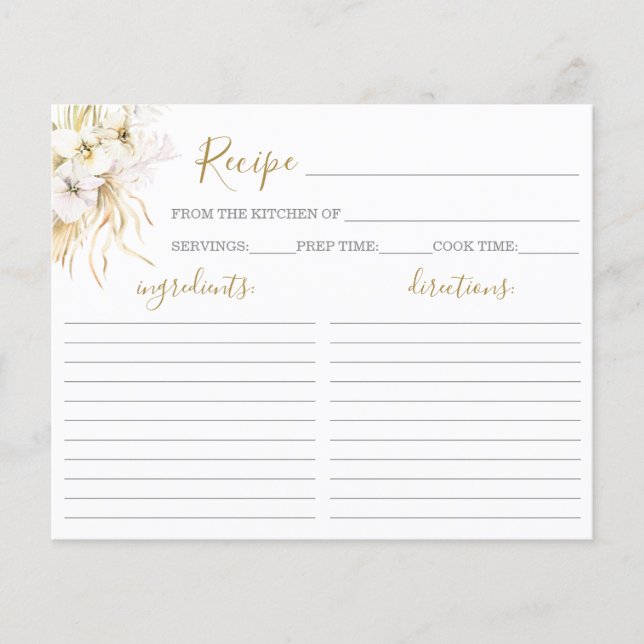 Bohemische Tropische Brautparty-Rezept-Karte (Vorderseite)