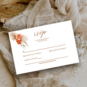Bohemische verbrannt-orangefarbene florale rustika RSVP karte