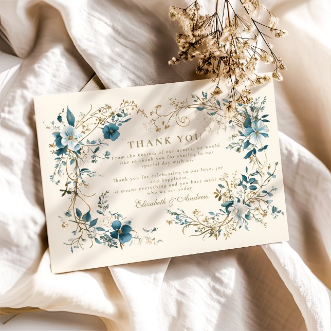 Bohemische Vintage Blumenzwiebelhochzeit Dankeskarte (Von Creator hochgeladen)