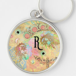 Bohemische Vintage Damastfeder Hippie-Pastellfarbe Schlüsselanhänger