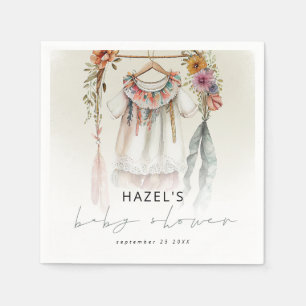 Bohemische Vintage Kleidung Script Babydusche Serviette