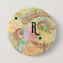 Bohemische Vintage Kunst einzigartig Hippie Pasta Button