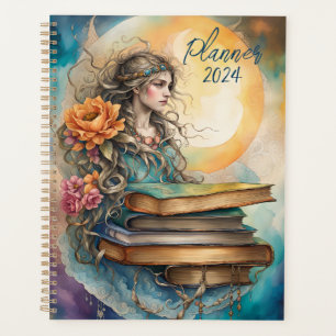 Bohemische Wasserfarben Frauen, Bücher und Blume Planer
