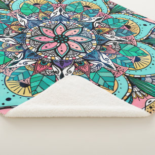 Bohemische Wasserfarbenflorale Mandala Sherpadecke