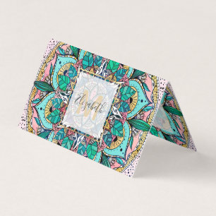 Bohemische Wasserfarbenflorale Mandala Visitenkarten