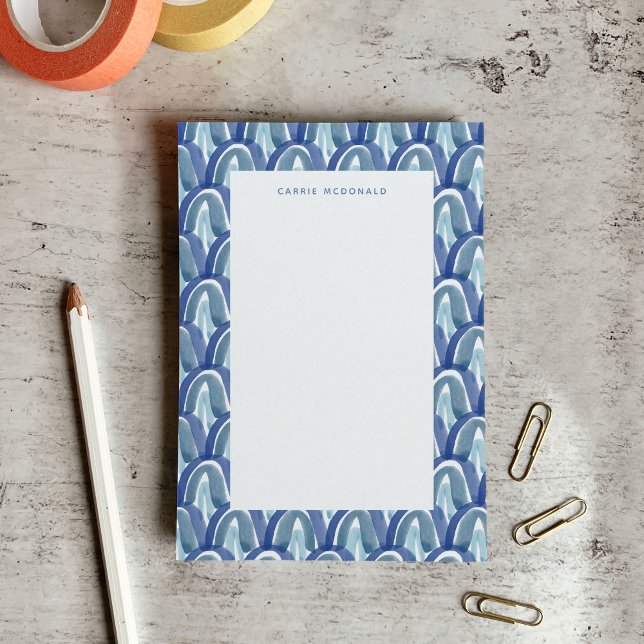 Bohemische Wasserfarbenrosen in Blau Post-it Klebezettel (Bohemian Watercolor Rainbows in Blue Post-it Notes)