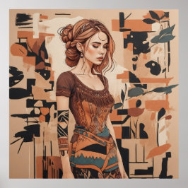 Bohemische weibliche Illustration Poster