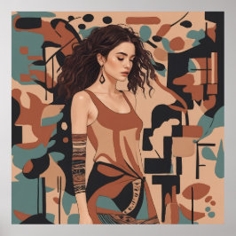 Bohemische weibliche Illustration Poster