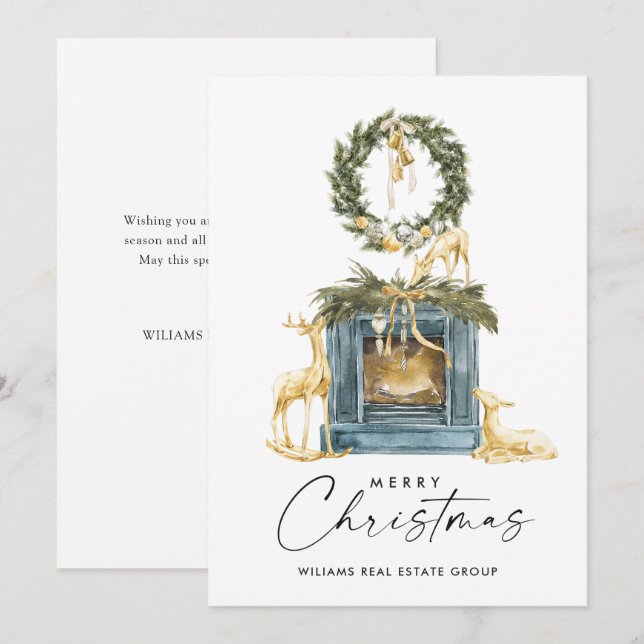 Bohemische Weihnachtskomposition Unternehmensgrüße Feiertagskarte (Vorne/Hinten)