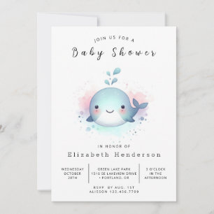 Bohemische Whale Babydusche Einladung