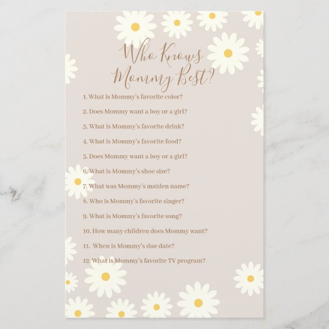 Bohemische White Daisy, die Mommy Best Game kennen (Vorderseite)