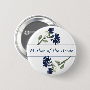 Bohemische Wildblume   Blue Floral Wedding Party Button