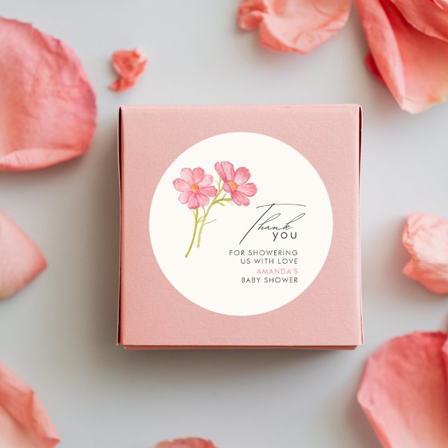 Bohemische Wildblume Floral Baby Dusche Runder Aufkleber (Von Creator hochgeladen)