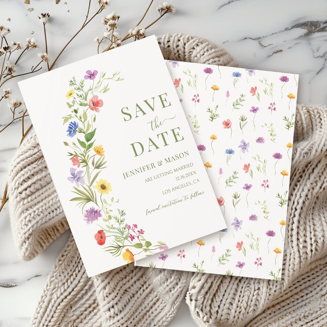 Bohemische Wildblume Kranz Save the Date Einladung (Von Creator hochgeladen)