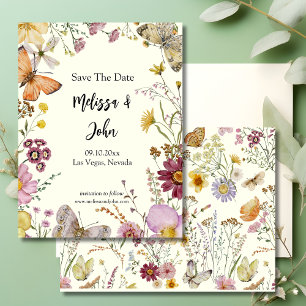 Bohemische Wildblume Save the Date floral Postkarte