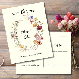 Bohemische Wildblume Save the Date floral Postkarte