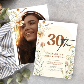 Bohemische Wildblumen Foto Einladung