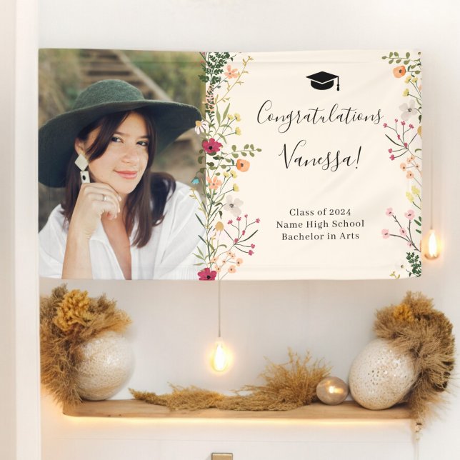 Bohemische Wildblumen Glückwünsche Abschluss Banner (Bohemian wildflowers congratulations graduation banner)