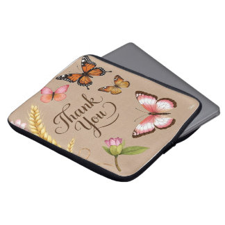 Bohemische Wildblumen, Schmetterlinge, Weizenhalme Laptopschutzhülle