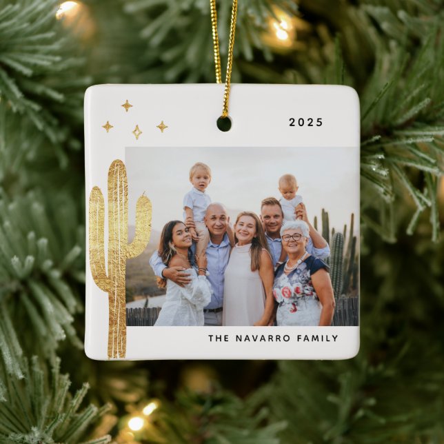 Bohemische Wüste Kaktus Foto Keramik Ornament (Baum)