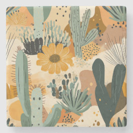 Bohemische Wüstensekaktus und Blumenmuster Steinuntersetzer