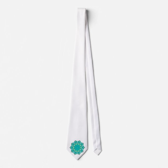 Bohemischer Aqua-Türkis Boho Hochzeitmandala-| Krawatte (Vorderseite)