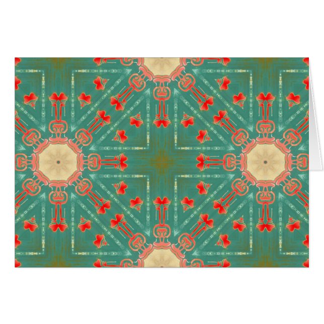 Bohemischer bezaubernder Türkis-korallenrotes (Vorderseite (Horizontal))