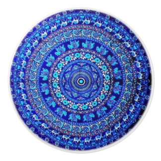 Bohemischer blauer Türgriff Keramikknauf