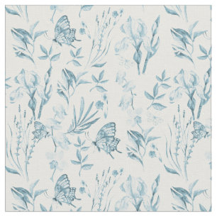 Bohemischer blauer Vintager Pastellschmetterling Stoff