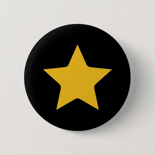 Bohemischer Boho Yellow Gold Star Black Button (Vorderseite)