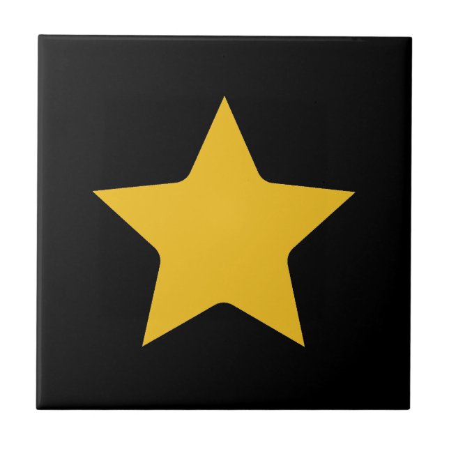 Bohemischer Boho Yellow Gold Star Black Fliese (Vorderseite)