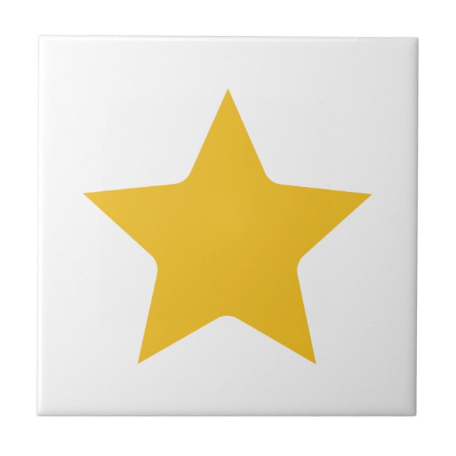Bohemischer Boho Yellow Gold Star White Fliese (Vorderseite)