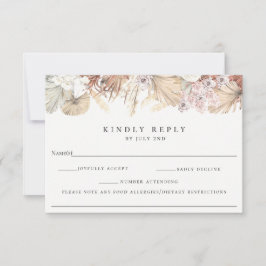 Bohemischer botanischer Hochzeitstich mit Allergik RSVP Karte