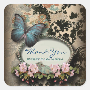 Bohemischer Botanischer Schmetterling Pariser Brau Quadratischer Aufkleber