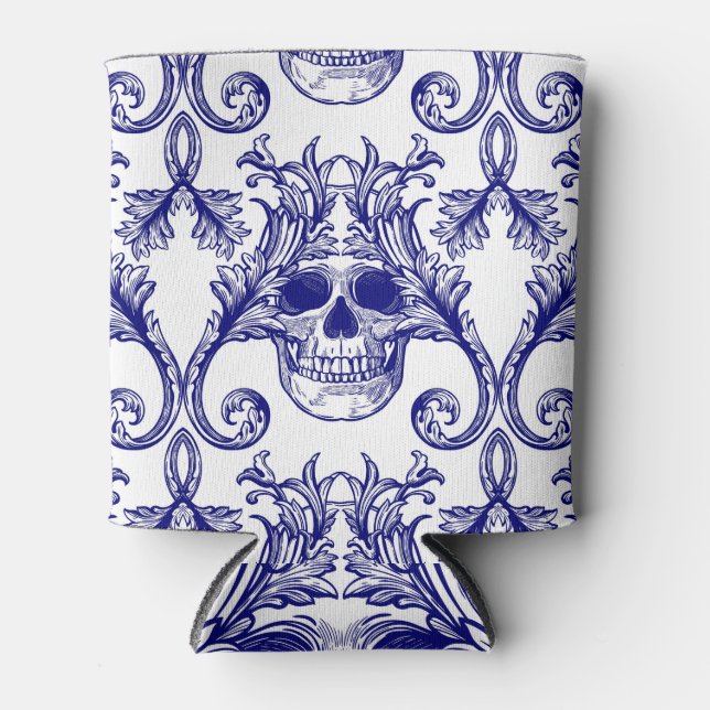 Bohemischer Damast, Schädel nahtlos verzieren. Dosenkühler (Vorderseite)