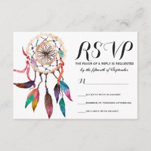 Bohemischer Dreamcatcher in Wasserfarbenmalerei RSVP Karte