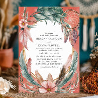 Bohemischer Dreamcatcher und Feather Wreath Weddin