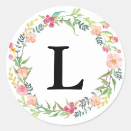 Bohemischer Floral Wedding Monogram Aufkleber