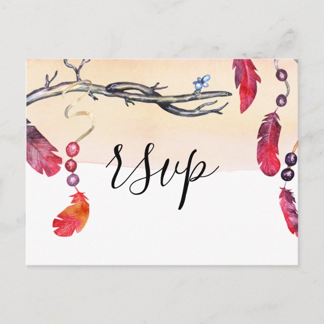 Bohemischer freier Geist Hochzeit rsvp Postkarte (Vorderseite)