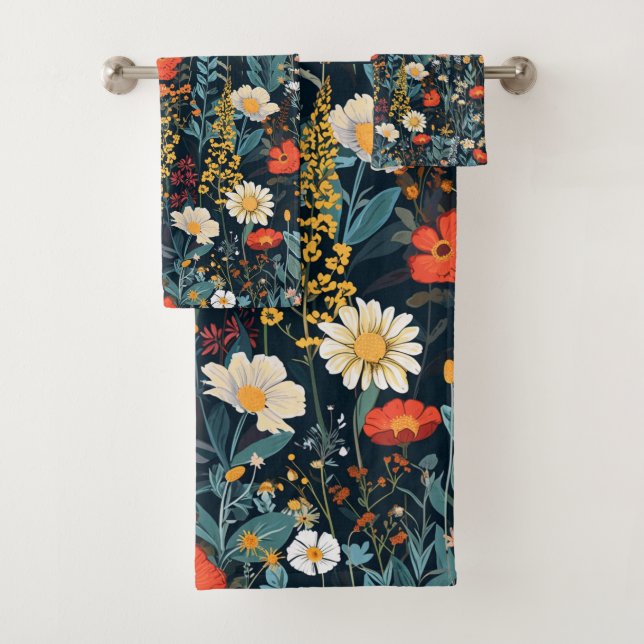 Bohemischer Frühlingsflorendruck Badhandtuch Set (Insitu)
