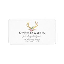 Bohemischer Goldanker mit Blume Adressaufkleber