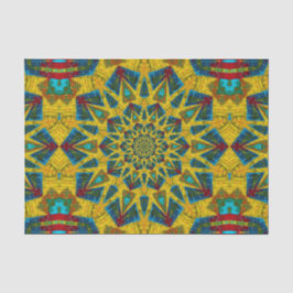 Bohemischer Hippie Blue Yellow Floral Ethnic Triba Seidenpapier