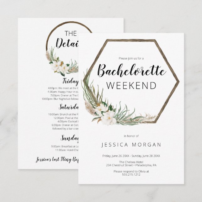 Bohemischer Junggeselinnen-Abschied Einladungskart Einladung (Vorne/Hinten)