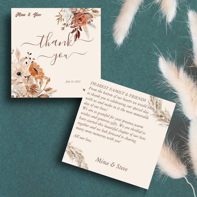 Bohemischer Kalkfall rustikale Blume Dankeskarte (Von Creator hochgeladen)